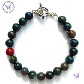 Bloodstone Healing Bracelet with Silver Toggle Clasp